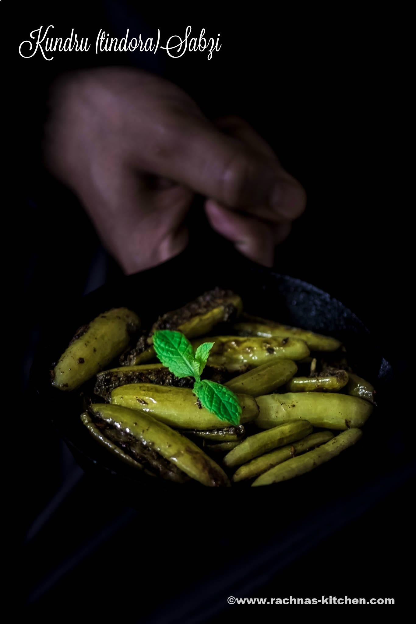 Tindora recipe with step by step pictures